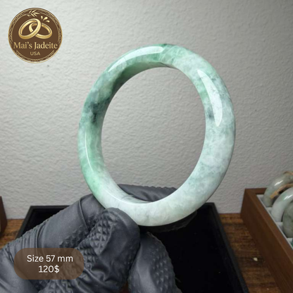 Mai's Jewelry Type A Natural Jadeite Bangle| 57mm | BA30