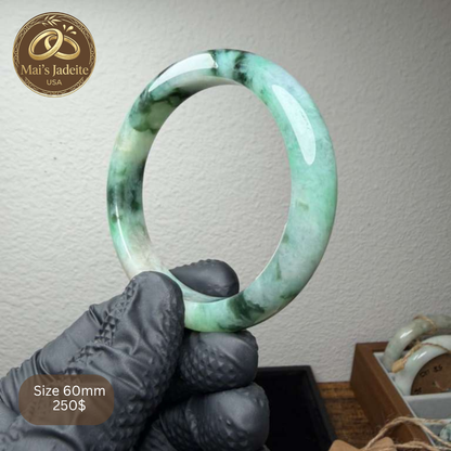 Mai's Jewelry Type A Natural Jadeite Bangle | 59mm | BA08