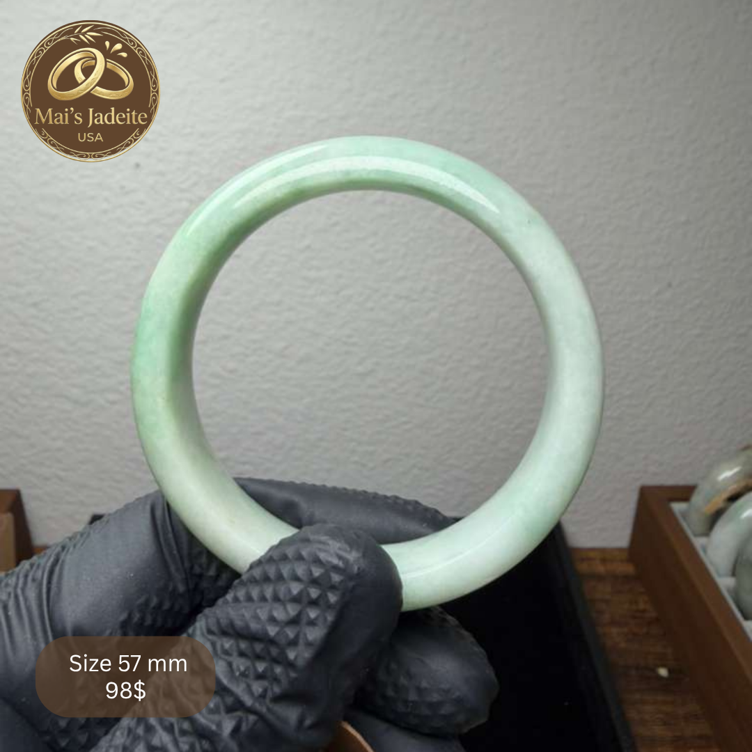 Mai's Jewelry Type A Natural Jadeite Bangle| 57mm | BA31
