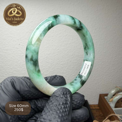Mai's Jewelry Type A Natural Jadeite Bangle | 59mm | BA08