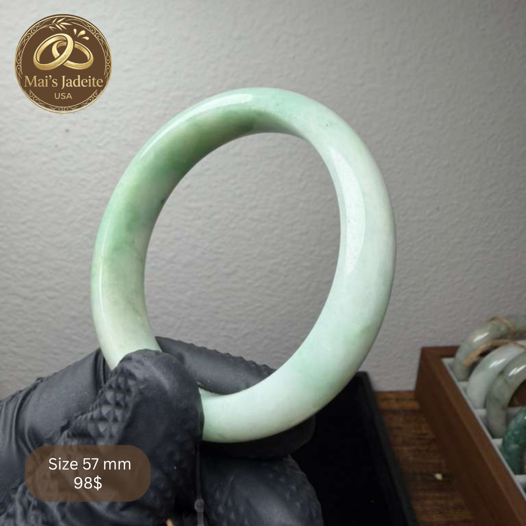 Mai's Jewelry Type A Natural Jadeite Bangle| 57mm | BA31