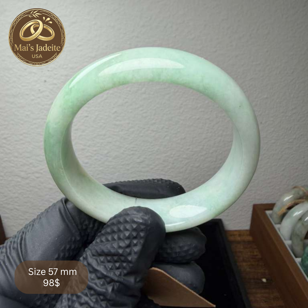 Mai's Jewelry Type A Natural Jadeite Bangle| 57mm | BA31