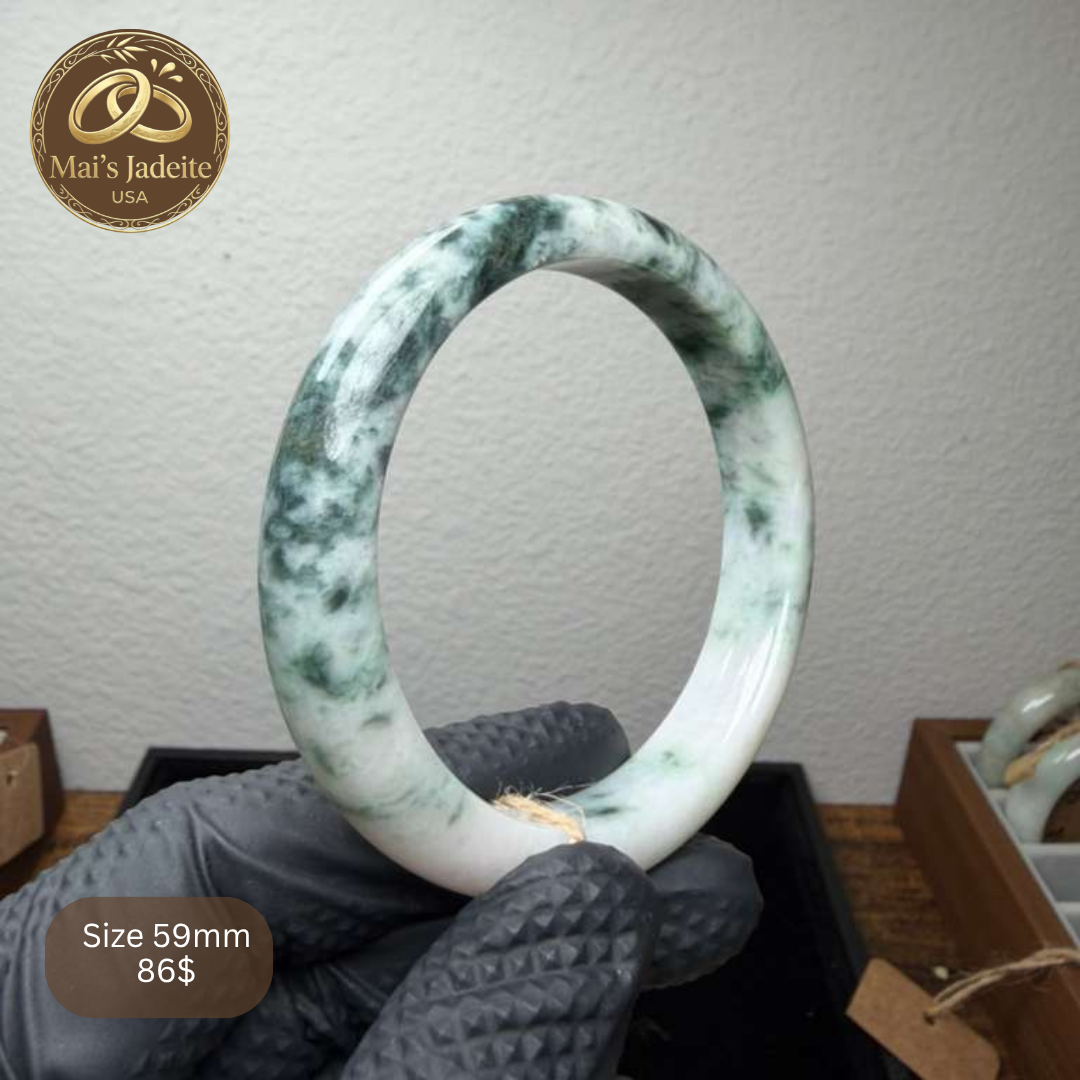 Mai's Jewelry Type A Natural Jadeite Bangle | 60mm | BA07