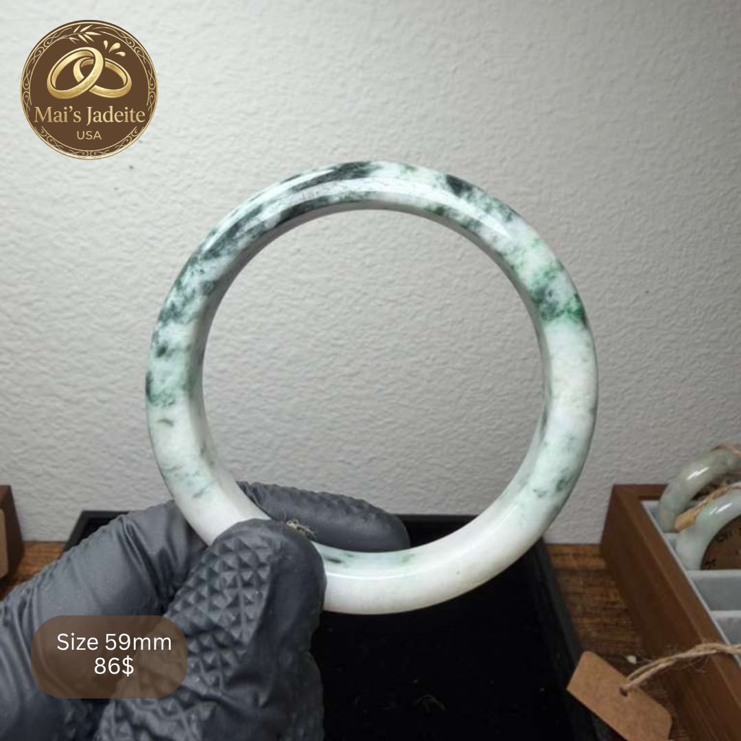 Mai's Jewelry Type A Natural Jadeite Bangle | 60mm | BA07