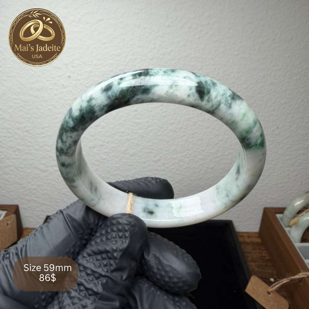 Mai's Jewelry Type A Natural Jadeite Bangle | 60mm | BA07