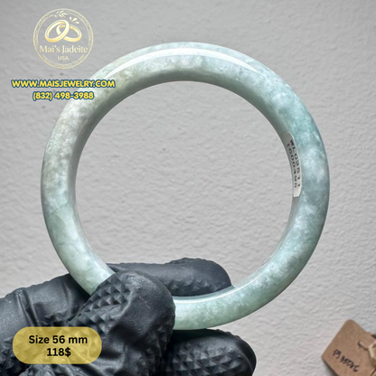 Mai's Jewelry Type A Natural Jadeite Bangle| 56 mm | BA54
