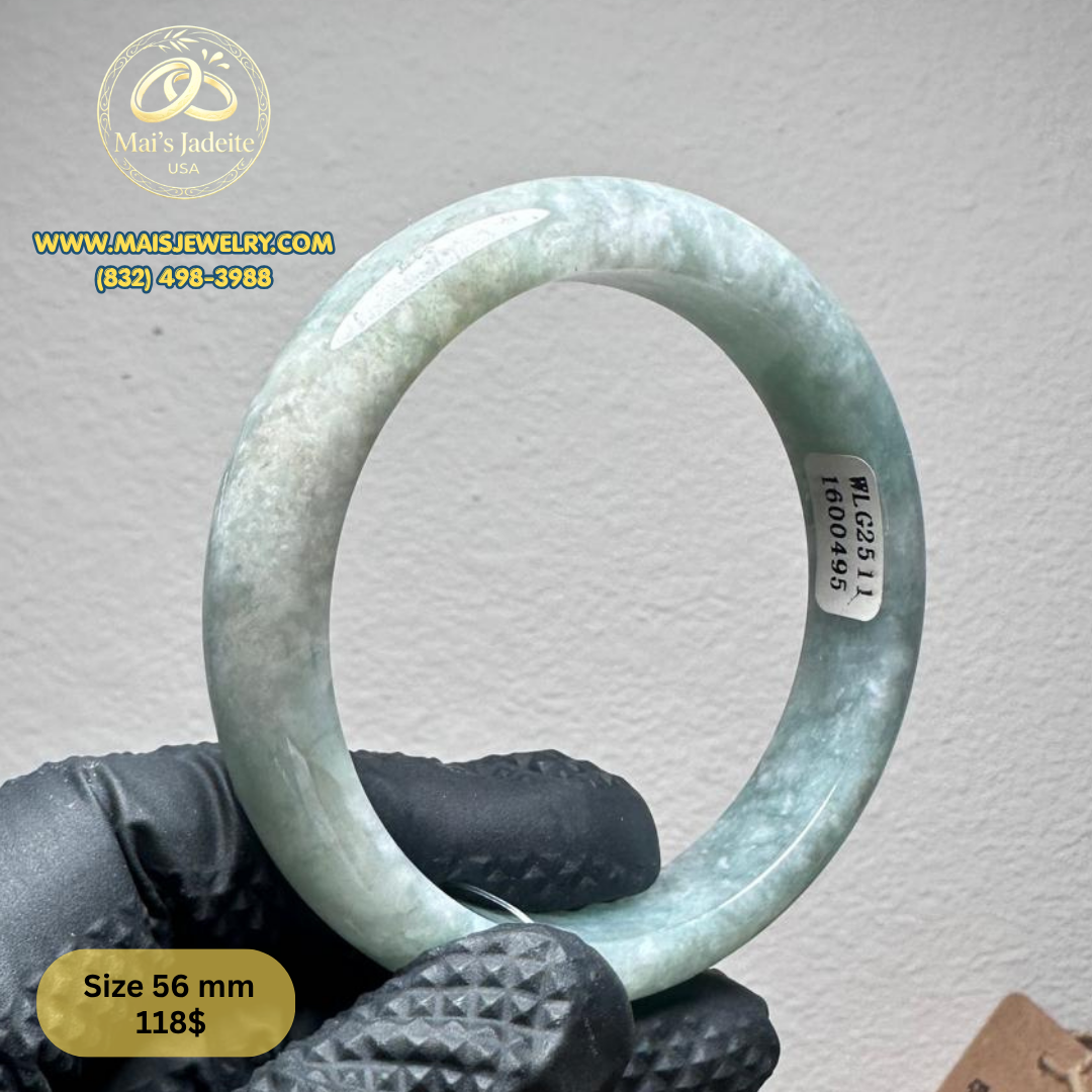 Mai's Jewelry Type A Natural Jadeite Bangle| 56 mm | BA54