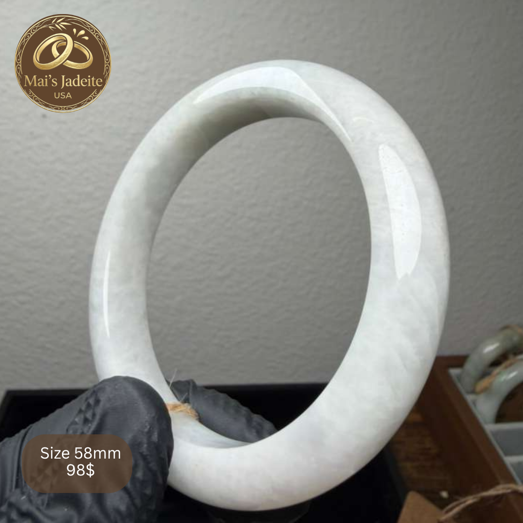 Mai's Jewelry Type A Natural Jadeite Bangle | 58mm | BA06