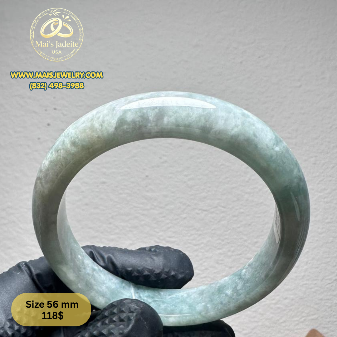Mai's Jewelry Type A Natural Jadeite Bangle| 56 mm | BA54