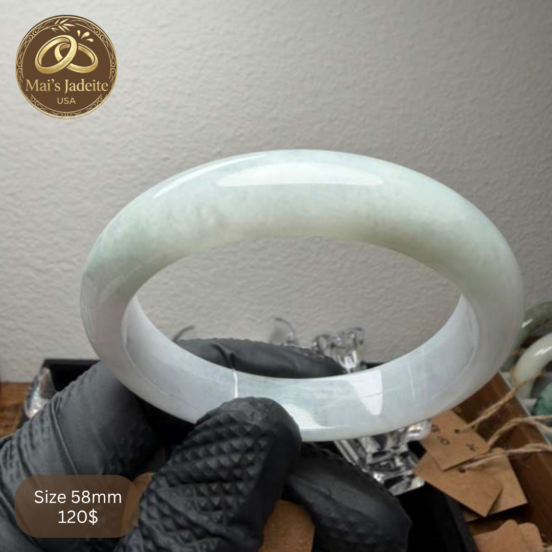 Mai's Jewelry Type A Natural Jadeite Bangle |58mm| BA16