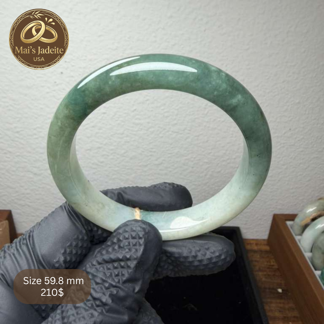 Mai's Jewelry Type A Natural Jadeite Bangle| 59.9mm | BA20