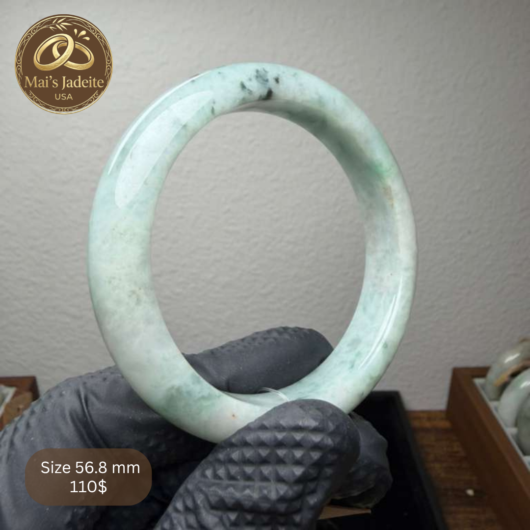 Mai's Jewelry Type A Natural Jadeite Bangle| 56.8mm | BA33