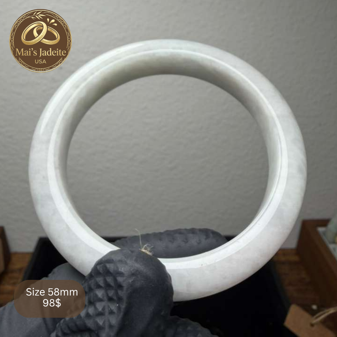 Mai's Jewelry Type A Natural Jadeite Bangle | 58mm | BA06
