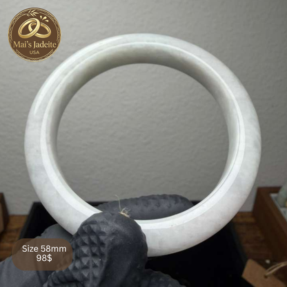 Mai's Jewelry Type A Natural Jadeite Bangle | 58mm | BA06