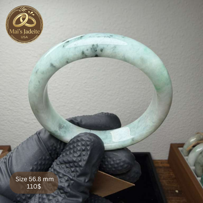 Mai's Jewelry Type A Natural Jadeite Bangle| 56.8mm | BA33