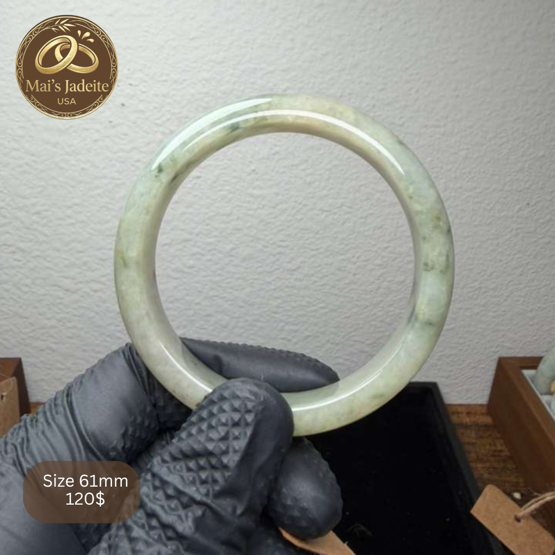 Mai's Jewelry Type A Natural Jadeite Bangle| 62mm | BA19