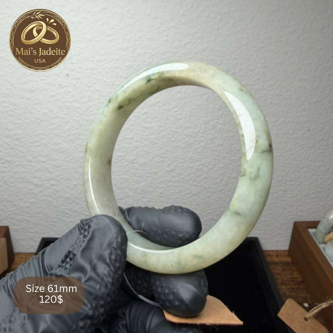 Mai's Jewelry Type A Natural Jadeite Bangle| 62mm | BA19