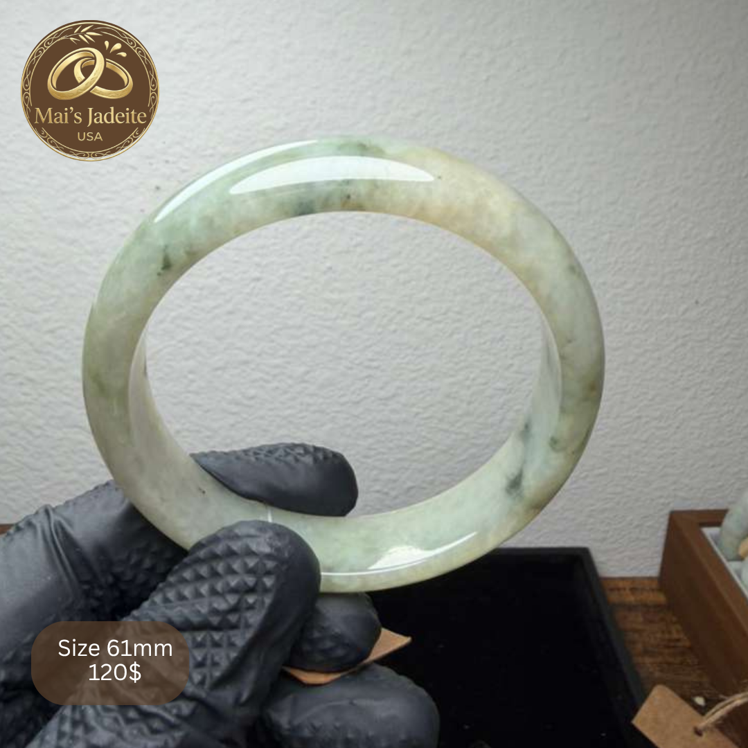 Mai's Jewelry Type A Natural Jadeite Bangle| 62mm | BA19