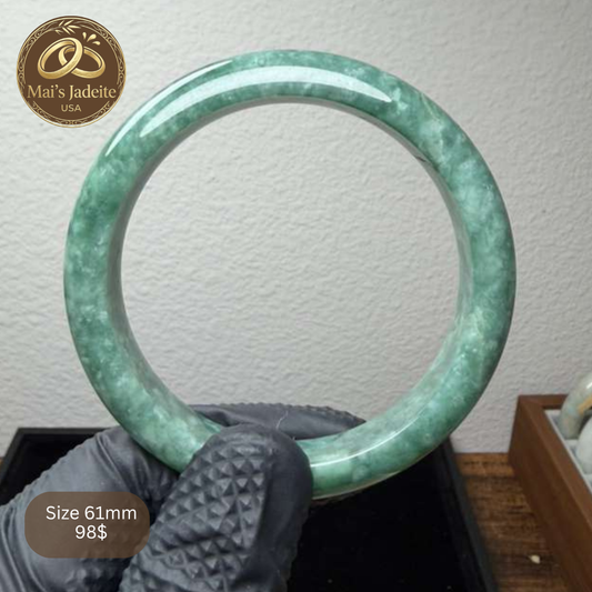 Mai's Jewelry Type A Natural Jadeite Bangle | 61mm | BA18
