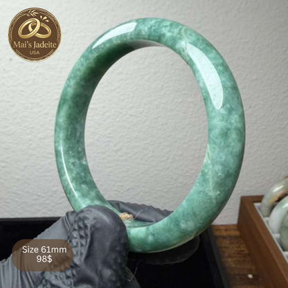 Mai's Jewelry Type A Natural Jadeite Bangle | 61mm | BA18