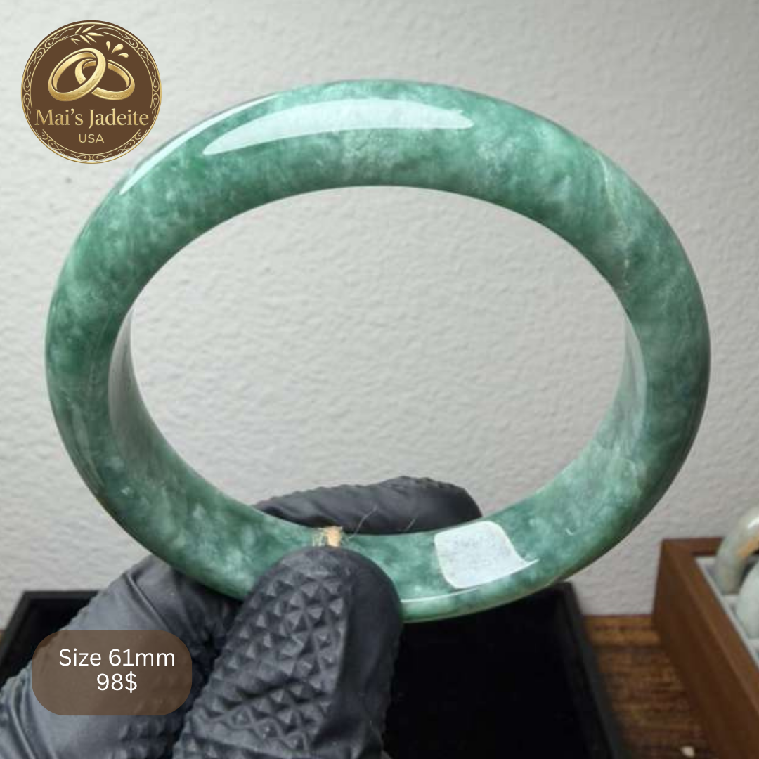 Mai's Jewelry Type A Natural Jadeite Bangle | 61mm | BA18