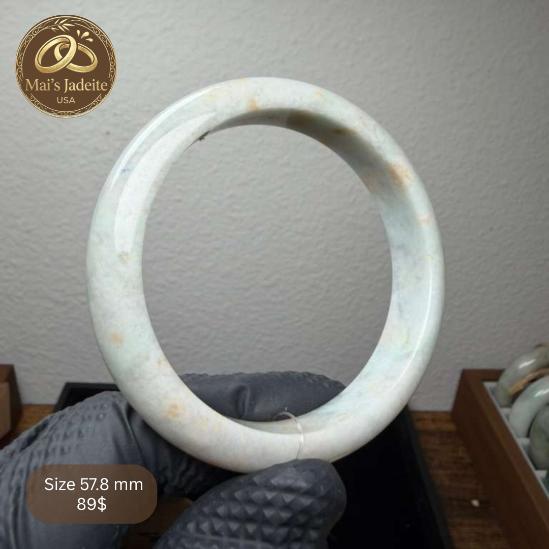 Mai's Jewelry Type A Natural Jadeite Bangle| 57.8mm | BA24