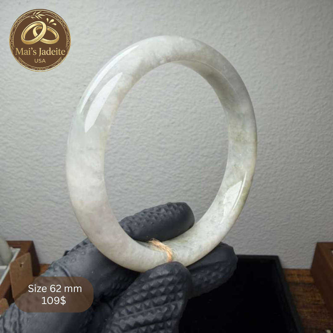 Mai's Jewelry Type A Natural Jadeite Bangle| 63mm | BA21