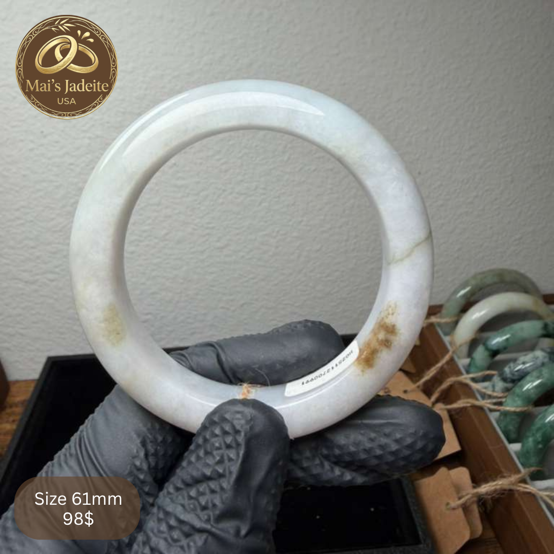 Mai's Jewelry Type A Natural Jadeite Bangle | 61mm | BA15