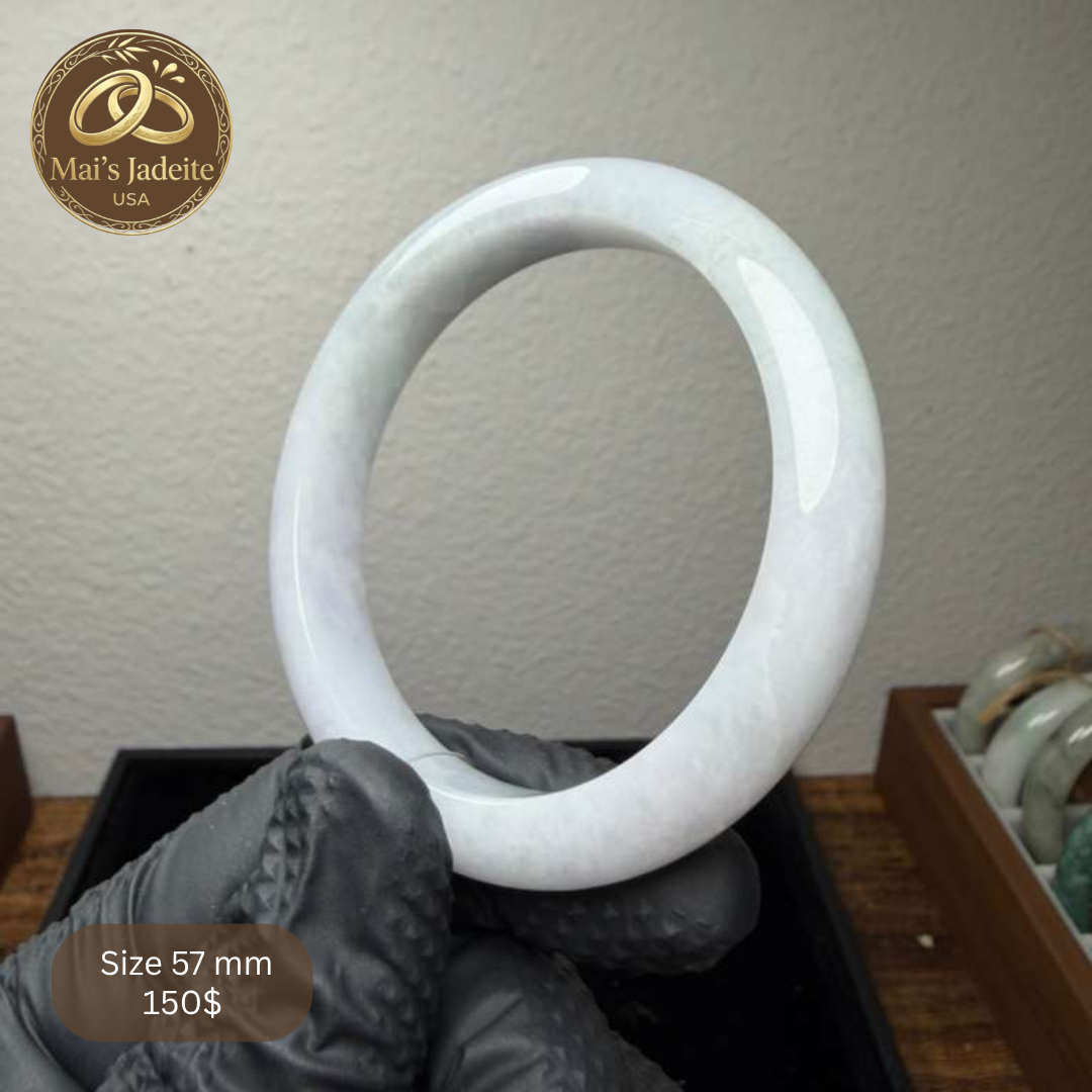 Mai's Jewelry Type A Natural Jadeite Bangle| 57mm | BA23