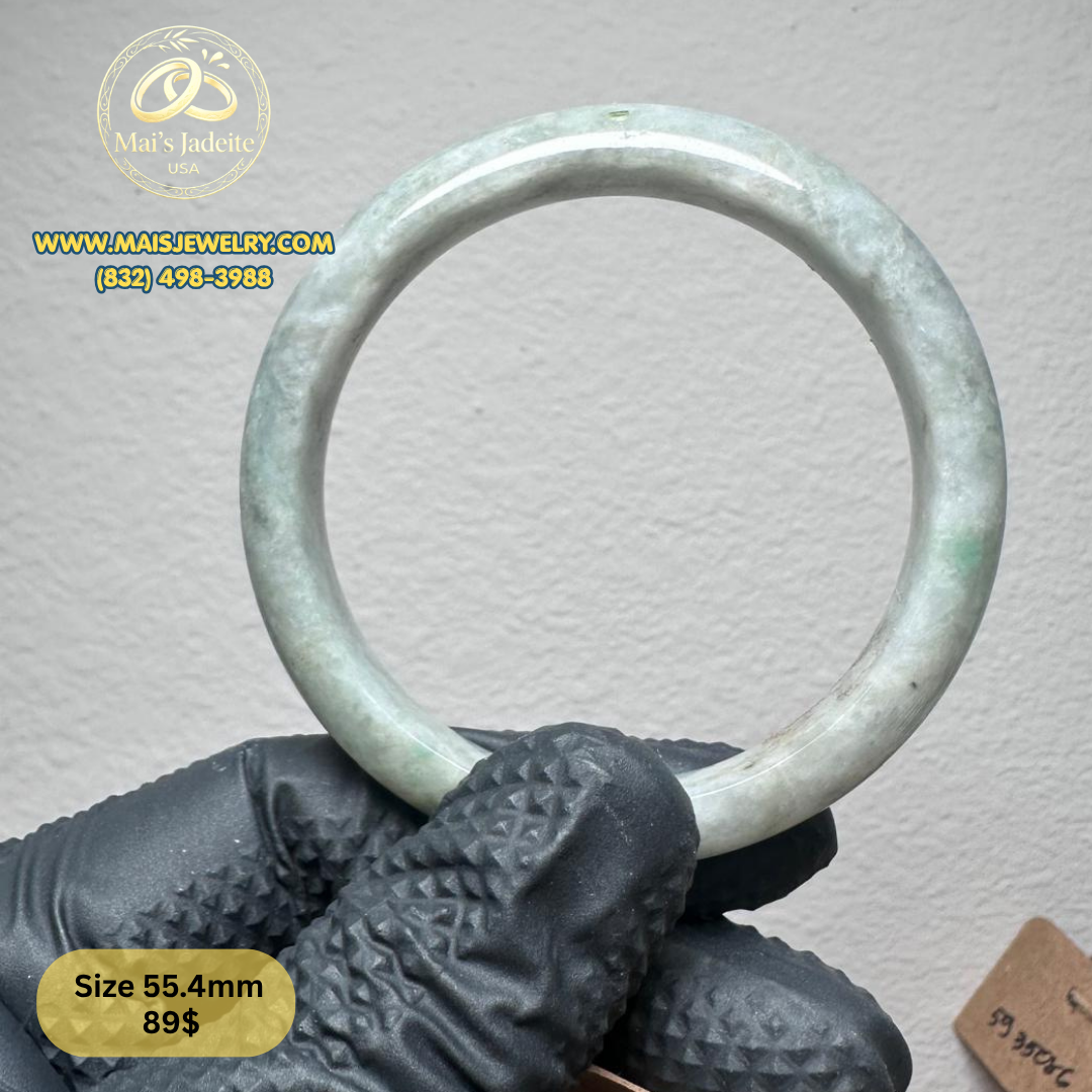 Mai's Jewelry Type A Natural Jadeite Bangle| 55.4 mm | BA59