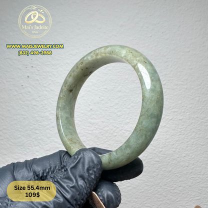 Mai's Jewelry Type A Natural Jadeite Bangle| 55.4 mm | BA58