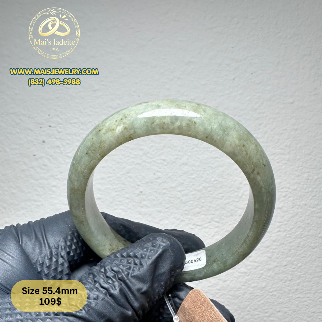 Mai's Jewelry Type A Natural Jadeite Bangle| 55.4 mm | BA58