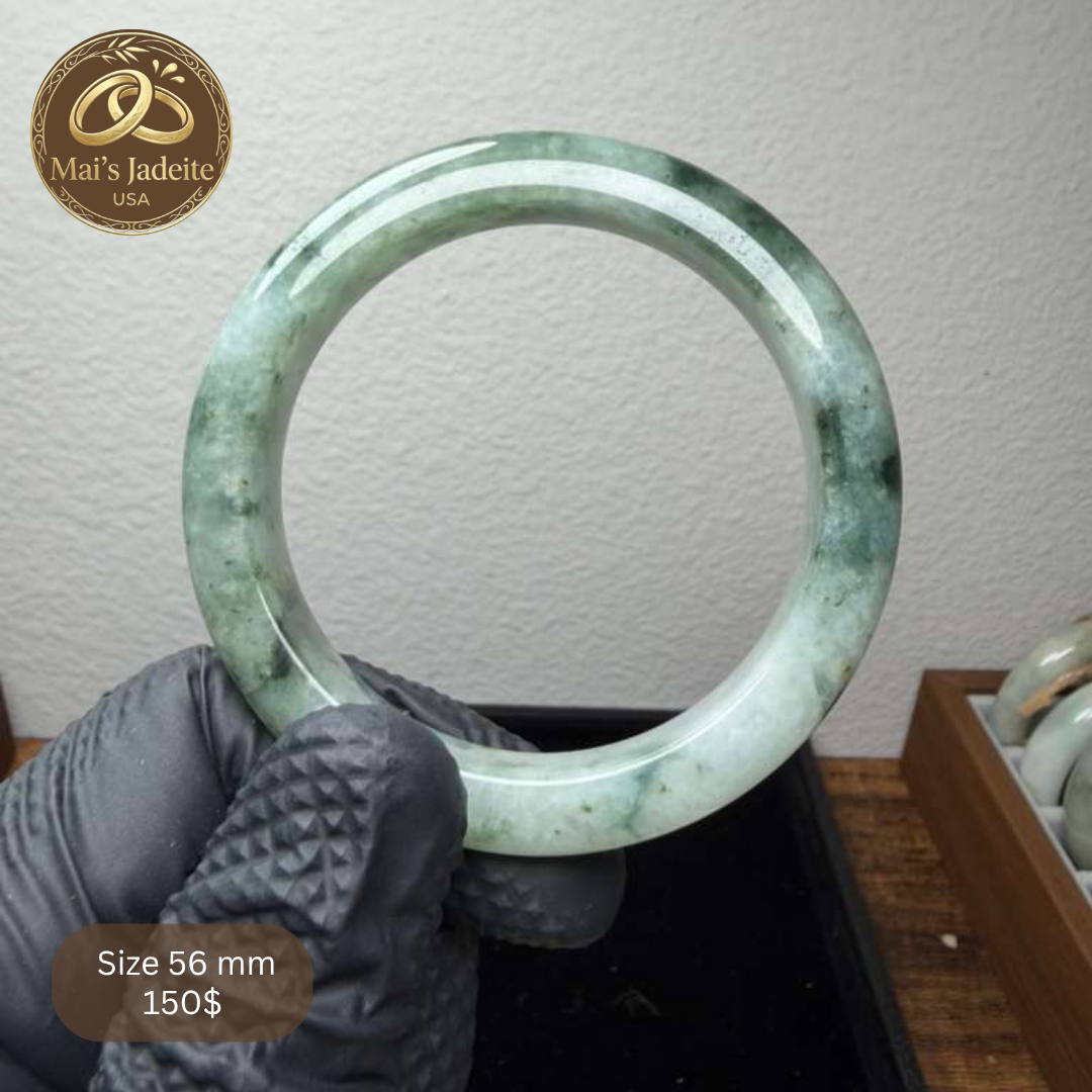 Mai's Jewelry Type A Natural Jadeite Bangle| 56mm | BA22
