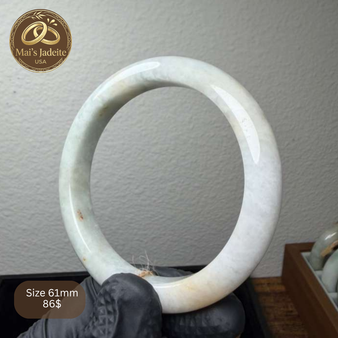 Mai's Jewelry Type A Natural Jadeite Bangle | 61mm | BA17