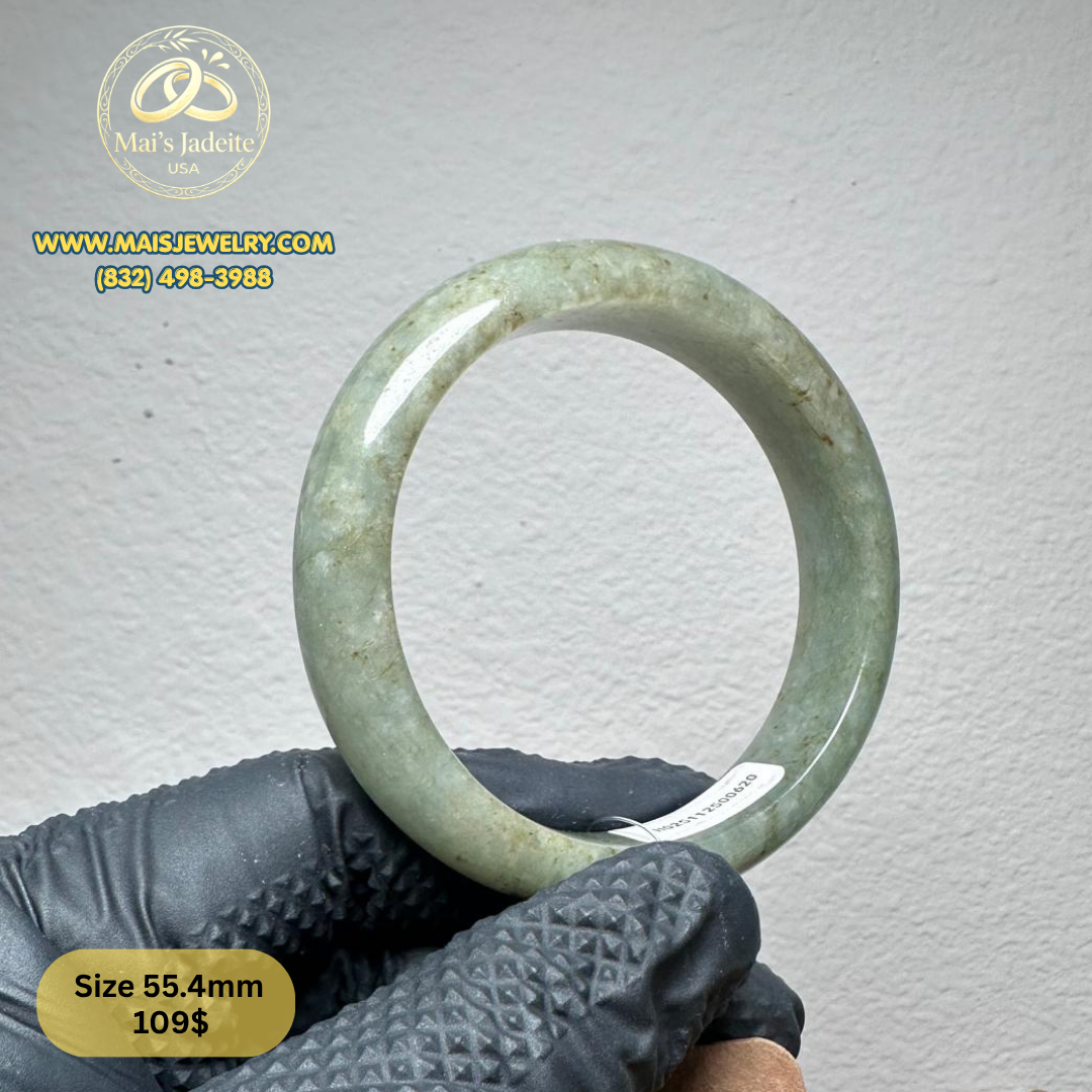 Mai's Jewelry Type A Natural Jadeite Bangle| 55.4 mm | BA58