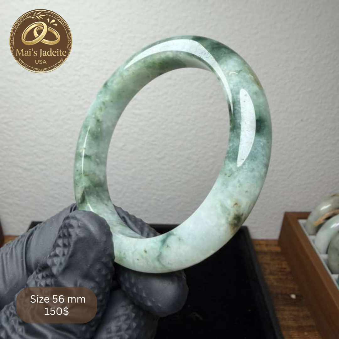 Mai's Jewelry Type A Natural Jadeite Bangle| 56mm | BA22