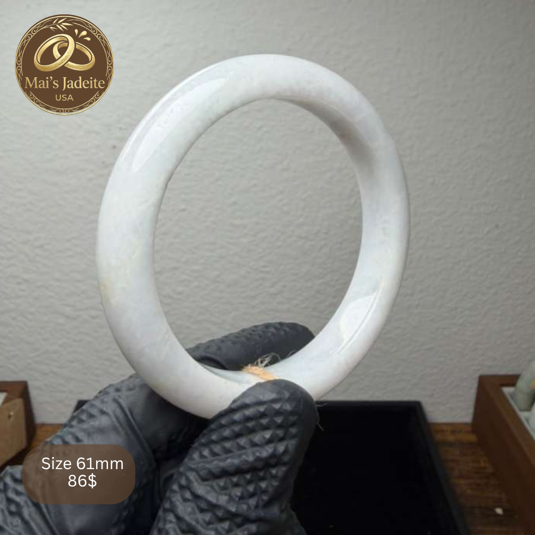 Mai's Jewelry Type A Natural Jadeite Bangle | 61mm | BA17