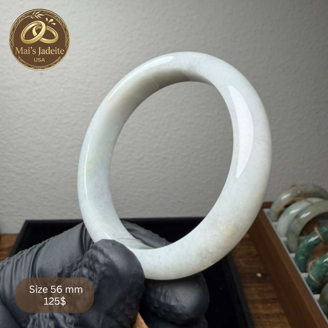 Mai's Jewelry Type A Natural Jadeite Bangle| 56mm | BA25
