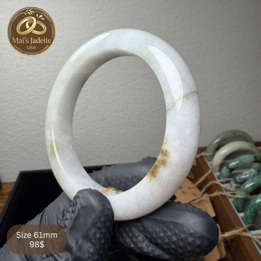 Mai's Jewelry Type A Natural Jadeite Bangle | 61mm | BA15