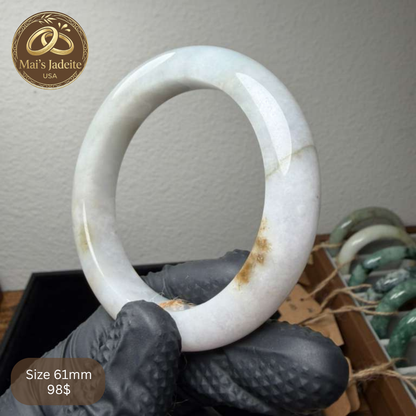 Mai's Jewelry Type A Natural Jadeite Bangle | 61mm | BA15
