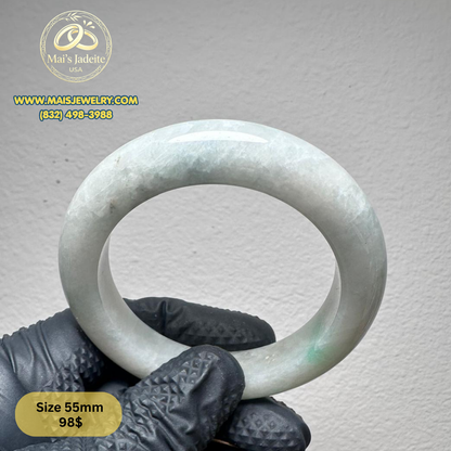 Mai's Jewelry Type A Natural Jadeite Bangle| 55.7 mm | BA37