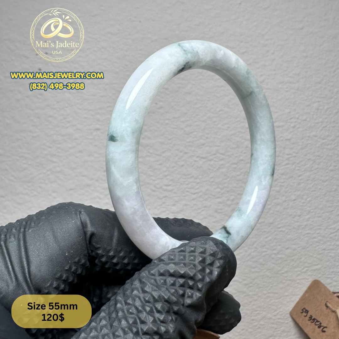 Mai's Jewelry Type A Natural Jadeite Bangle| 55 mm | BA38