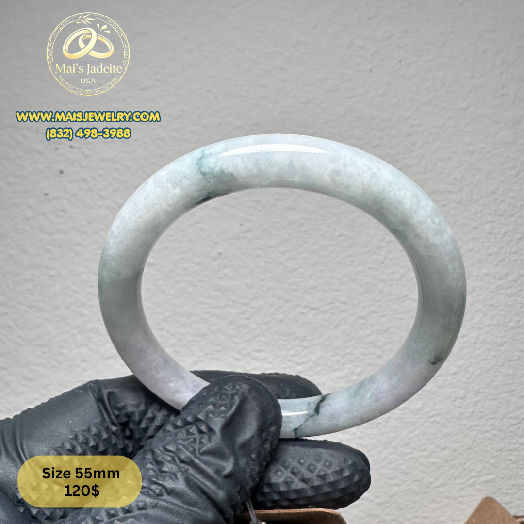 Mai's Jewelry Type A Natural Jadeite Bangle| 55 mm | BA38