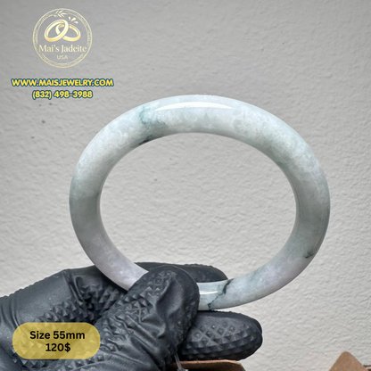 Mai's Jewelry Type A Natural Jadeite Bangle| 55 mm | BA38
