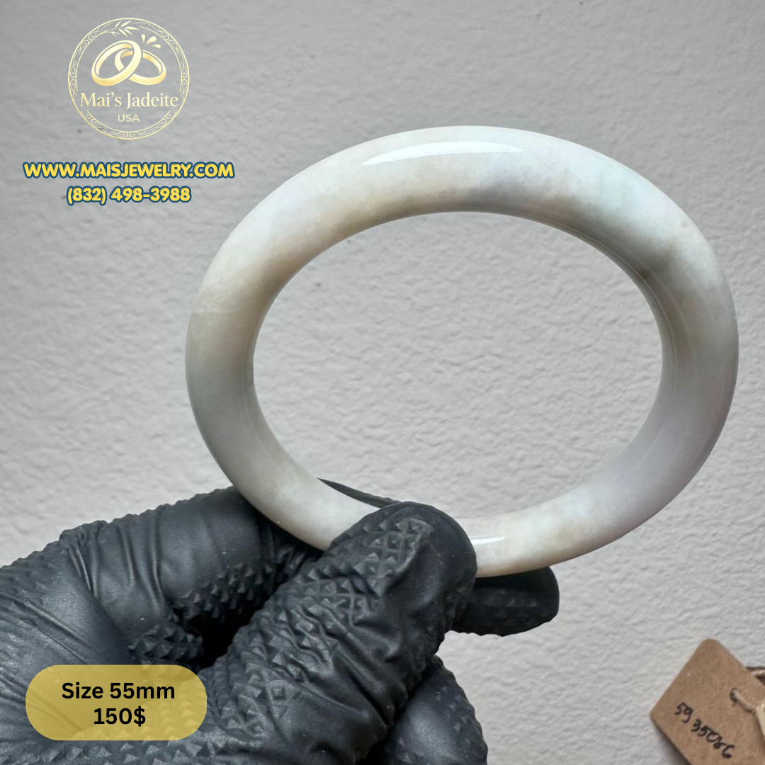 Mai's Jewelry Type A Natural Jadeite Bangle| 55.8 mm | BA39