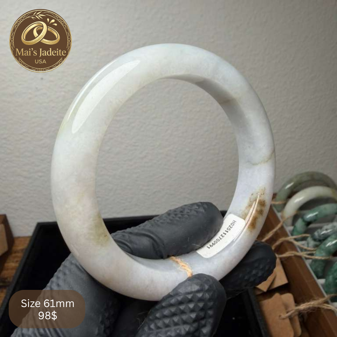 Mai's Jewelry Type A Natural Jadeite Bangle | 61mm | BA15