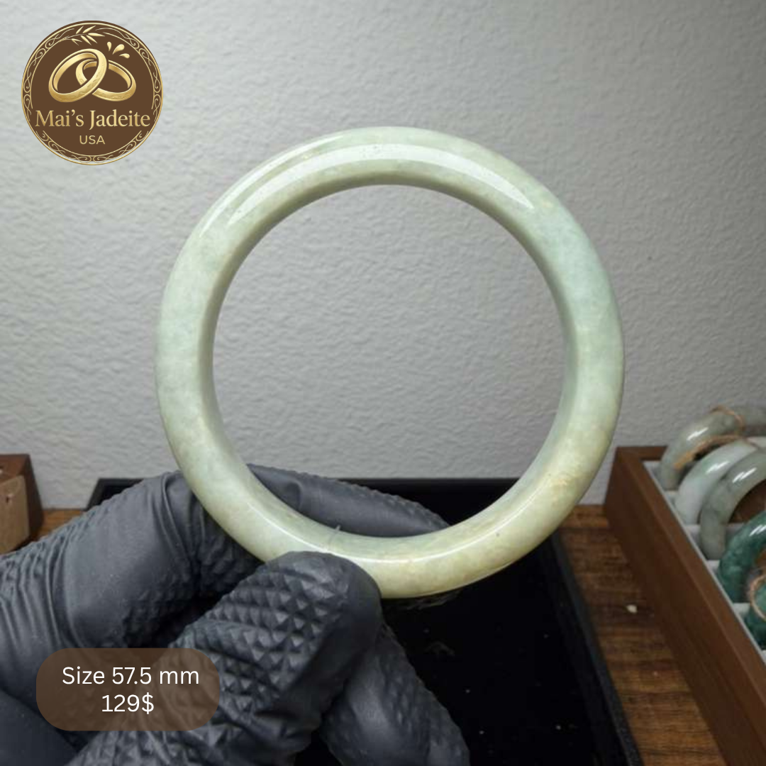 Mai's Jewelry Type A Natural Jadeite Bangle| 57.5mm | BA27