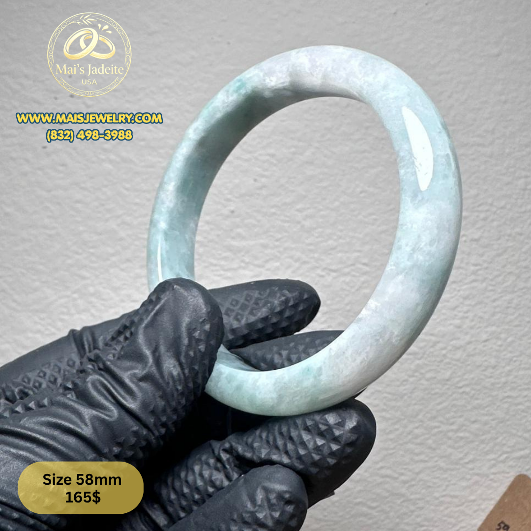 Mai's Jewelry Type A Natural Jadeite Bangle| 58mm | BA43
