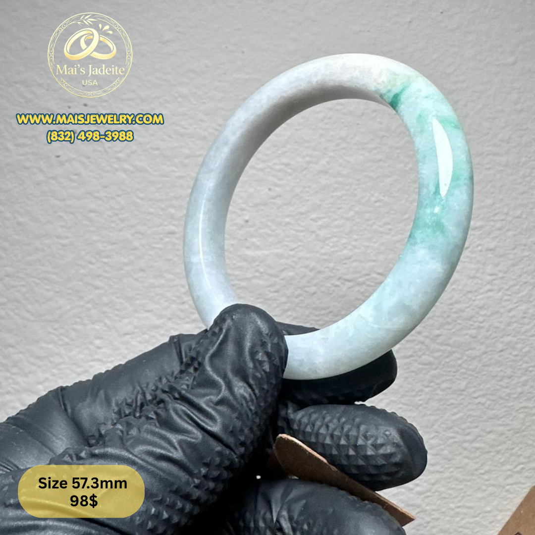Mai's Jewelry Type A Natural Jadeite Bangle| 57.3 mm | BA45