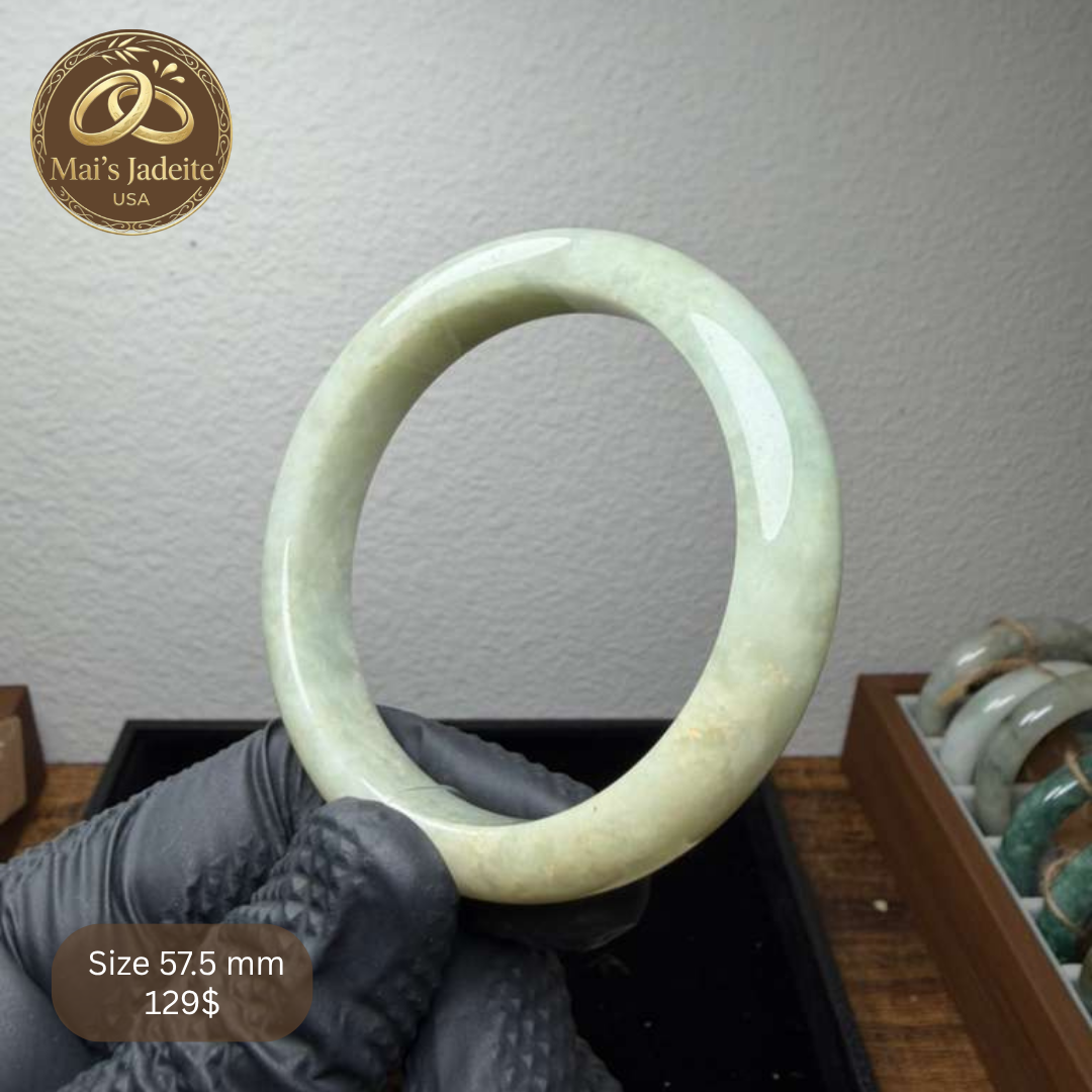 Mai's Jewelry Type A Natural Jadeite Bangle| 57.5mm | BA27